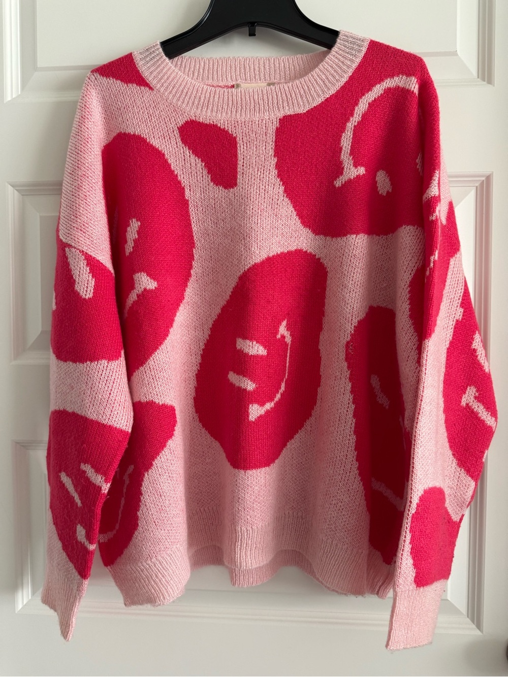 Altar'd State Pink & Hot Pink Smiley Crewneck Sweater - Picture 3 of 6
